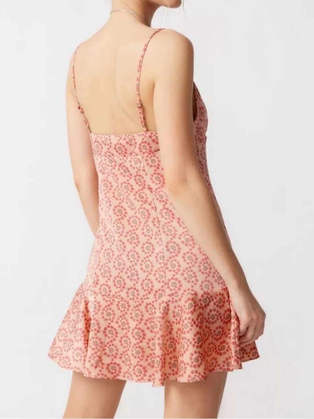 Kimchi Blue Urban Outfitters Floral Satin Ruffle Slip Ditzy Floral Mini Dress L - Picture 11 of 13